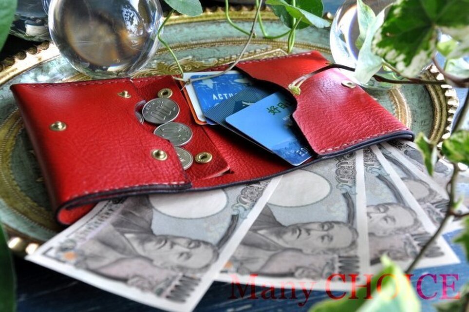 イタリアンオイルレザーアリゾナ・コンパクト2つ折り財布（マルボロ