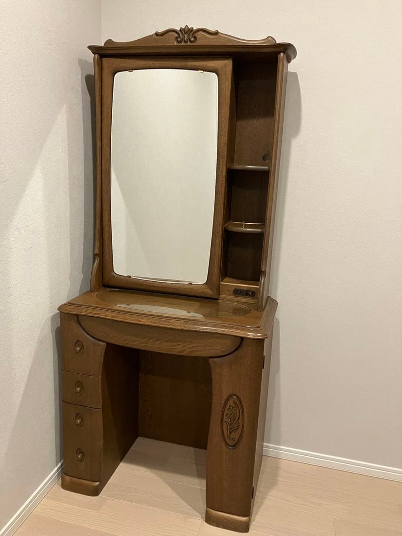 鏡台　ドレッサーランプ付き 楽天市場】ドレッサー 幅75cm 四角ミラー ライト スツール付き （ 鏡台